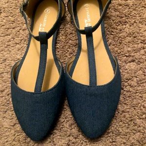 Denim dress flats, size 7
